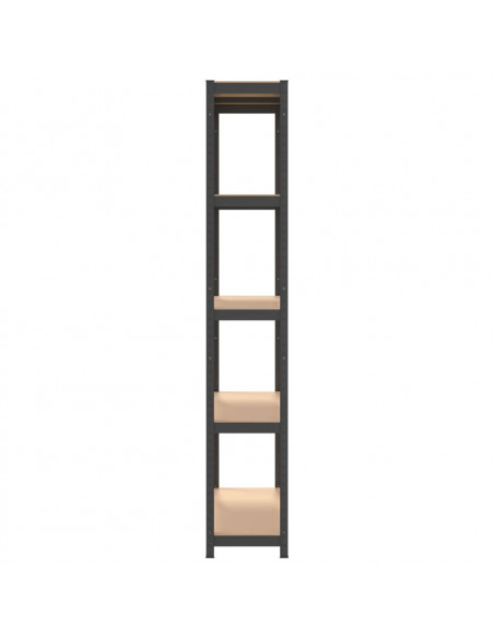 Scaffali 5 Ripiani 4pz Antracite in Acciaio e Legno Multistrato