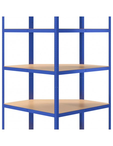 Scaffali a 5 Ripiani 3 pz Blu in Acciaio e Legno Multistrato