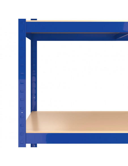 Scaffali a 5 Ripiani 3 pz Blu in Acciaio e Legno Multistrato