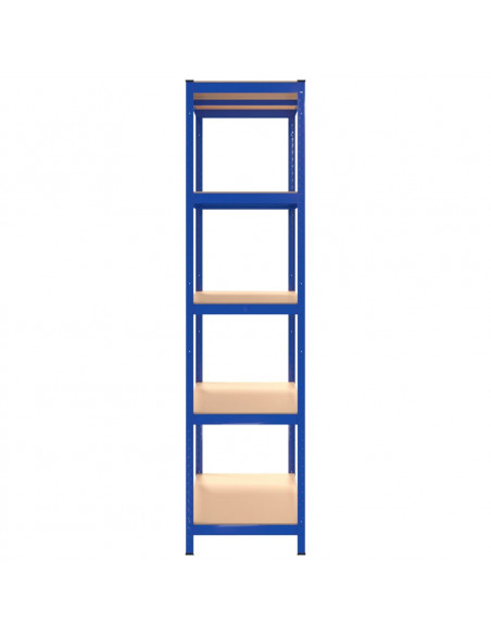 Scaffali a 5 Ripiani 4 pz Blu in Acciaio e Legno Multistrato