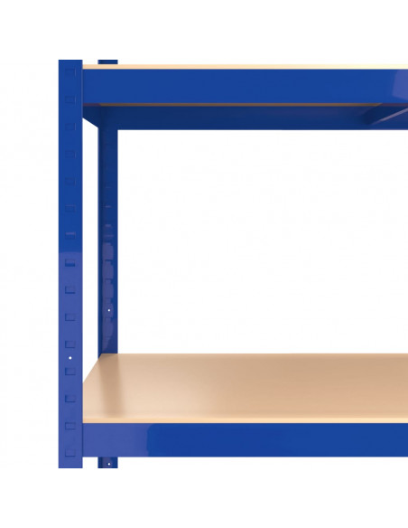Scaffali a 5 Ripiani 5 pz Blu in Acciaio e Legno Multistrato