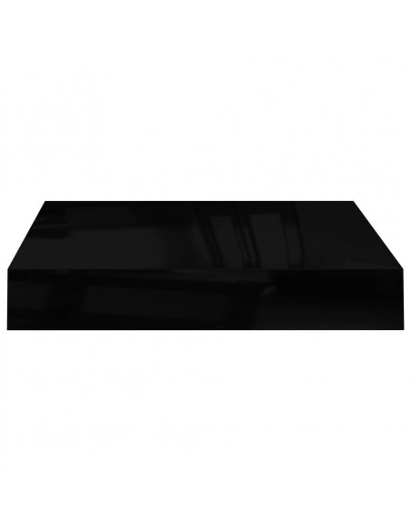 Scaffali a Parete 2 pz Nero Lucido 23x23,5x3,8 cm in MDF