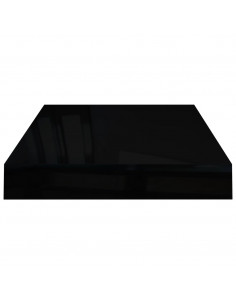 Scaffali a Parete 2 pz Nero Lucido 40x23x3,8 cm in MDF