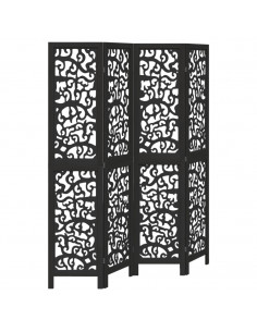 Divisorio Ambienti 4 Pannelli Nero Legno Massello di Paulownia 2