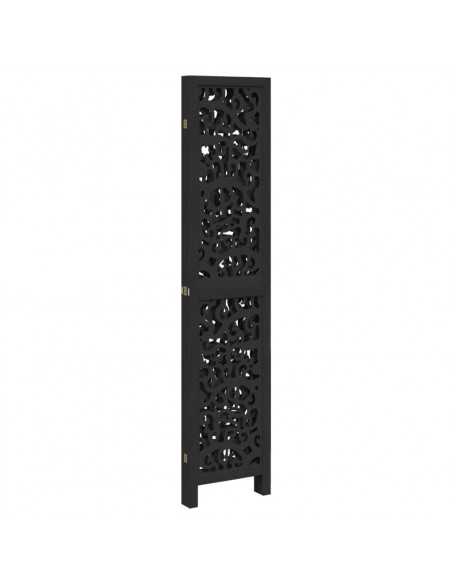 Divisorio Ambienti 4 Pannelli Nero Legno Massello di Paulownia