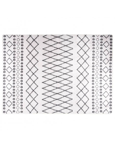Tappeto Lavabile 120x180 cm Nero e Bianco Antiscivolo