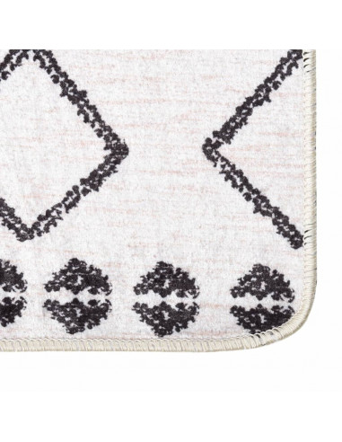 Tappeto Lavabile 120x180 cm Nero e Bianco Antiscivolo