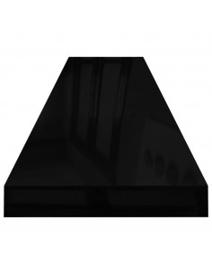 Scaffali a Parete 4 pz Nero Lucido 120x23,5x3,8 cm in MDF 2