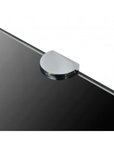 Scaffali Angolari 2 pz Supporti Cromati e Vetro Nero 25x25 cm