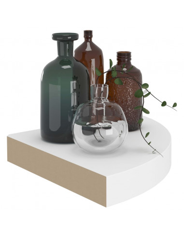 Scaffali Angolari a Parete 2 pz Bianchi 25x25x3,8 cm in MDF