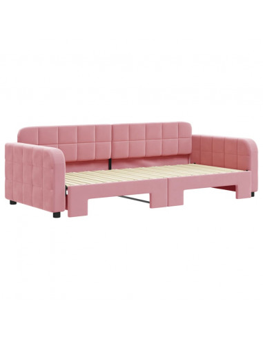 Divano Letto con Letto Estraibile Rosa 90x200 cm in Velluto