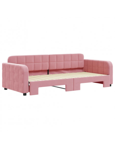 Divano Letto con Letto Estraibile Rosa 90x200 cm in Velluto