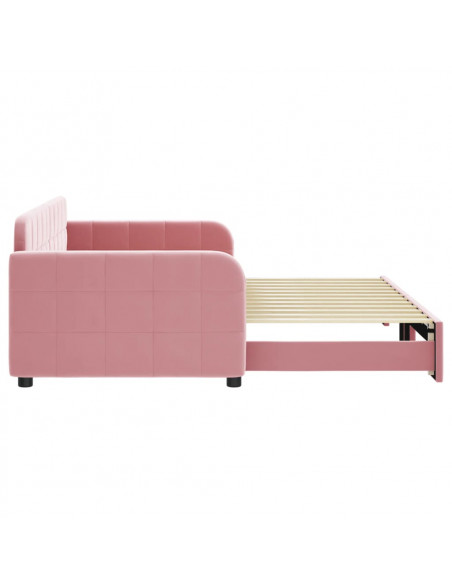 Divano Letto con Letto Estraibile Rosa 90x200 cm in Velluto