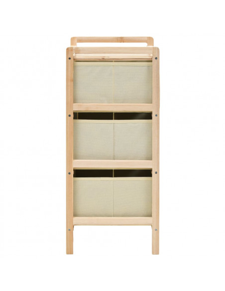 Scaffali con 3 Cesti in Tessuto 2 pz in Legno di Cedro Beige