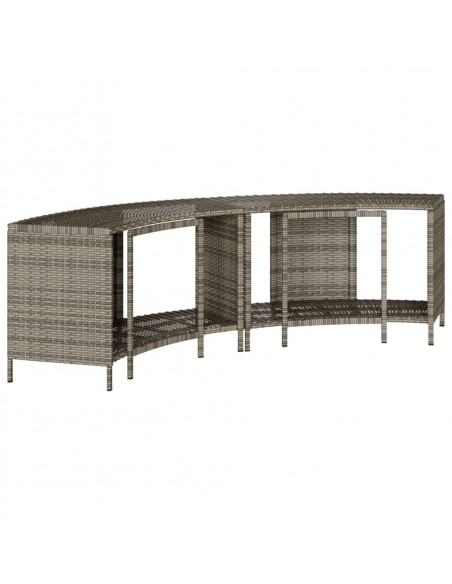 Scaffali Portaoggetti Vasca Idromassaggio 2pz Polyrattan Grigio