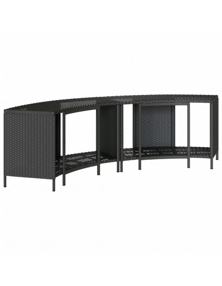 Scaffali Portaoggetti Vasca Idromassaggio 2pz Polyrattan Nero