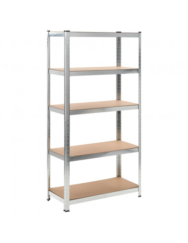 Scaffali Resistenti 5 Strati 10pz Argento Acciaio e Multistrato