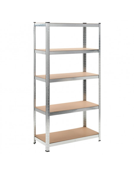 Scaffali Resistenti 5 Strati 10pz Argento Acciaio e Multistrato