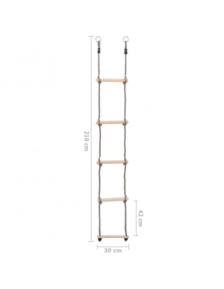 Scala a 5 Gradini 210 cm in Legno Massello di Pino