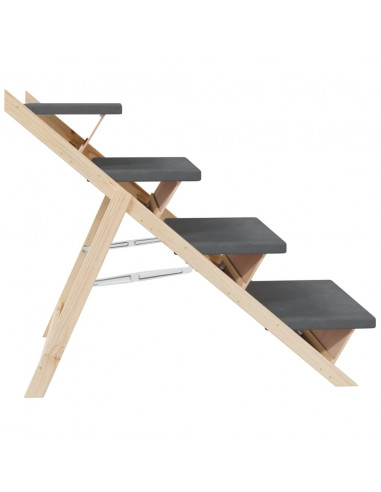 Scala per Cani Grigia 105x47 cm in Legno Massello di Abete