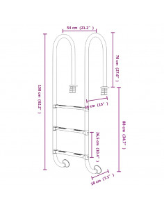 Scala per Piscina 54x38x158 cm Acciaio Inox 304