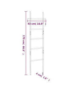Scala Porta Asciugamani 170 cm in Legno Massello di Noce