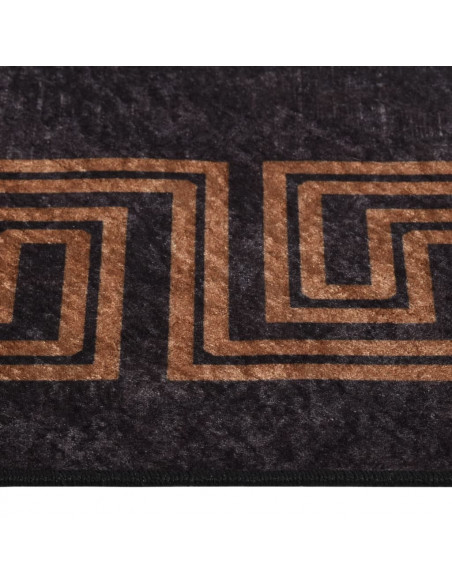 Tappeto Lavabile Nero e Oro 150x230 cm Antiscivolo