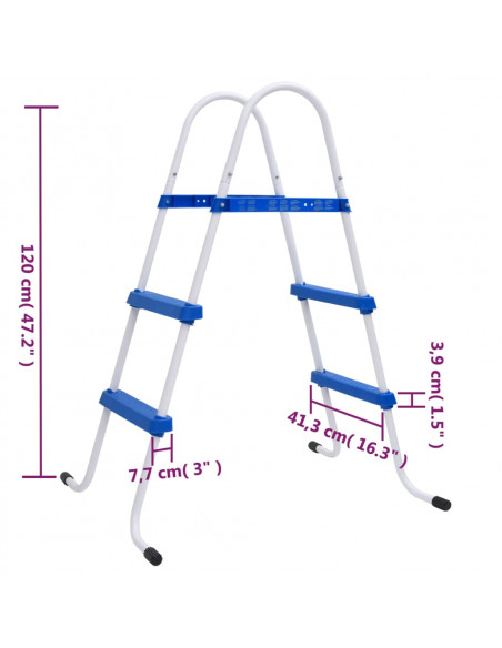 Scaletta per Piscina Blu e Bianca 84 cm Acciaio
