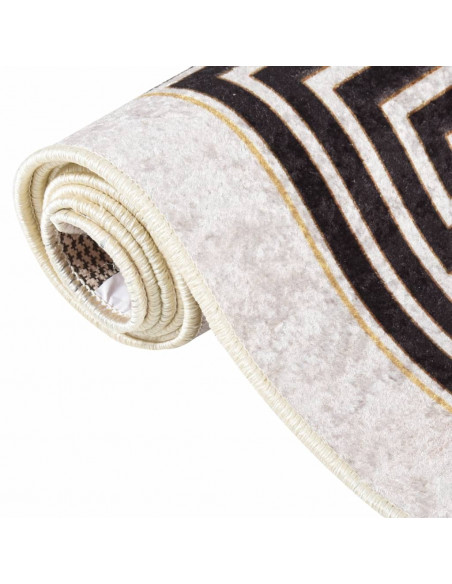 Tappeto Lavabile Bianco e Nero 150x230 cm Antiscivolo