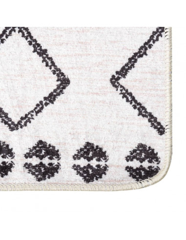 Tappeto Lavabile Nero e Bianco 120x170 cm Antiscivolo