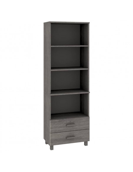 Credenza HAMAR Grigio Chiaro 60x35x180cm Legno Massello di Pino