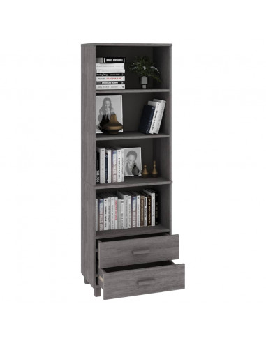 Credenza HAMAR Grigio Chiaro 60x35x180cm Legno Massello di Pino