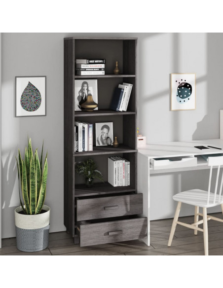 Credenza HAMAR Grigio Chiaro 60x35x180cm Legno Massello di Pino