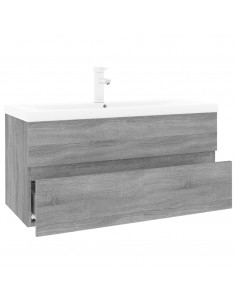 Mobile Bagno e Lavabo Integrato Grigio Sonoma Legno Multistrato 2