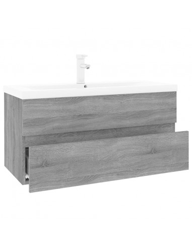 Mobile Bagno e Lavabo Integrato Grigio Sonoma Legno Multistrato
