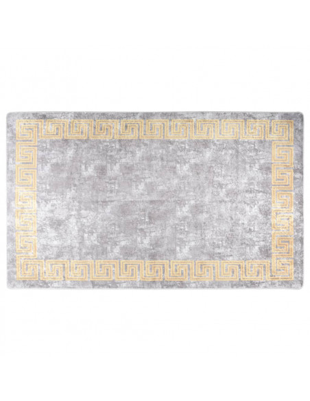 Tappeto Lavabile Grigio e Oro 150x230 cm Antiscivolo