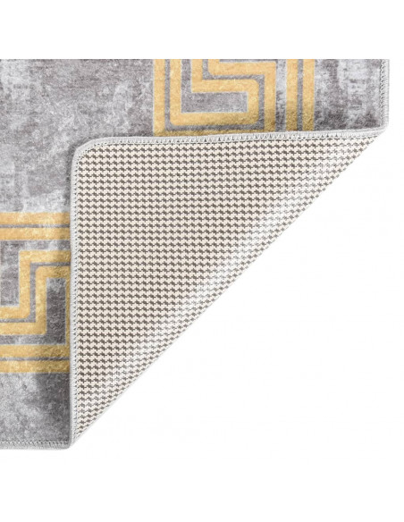 Tappeto Lavabile Grigio e Oro 150x230 cm Antiscivolo
