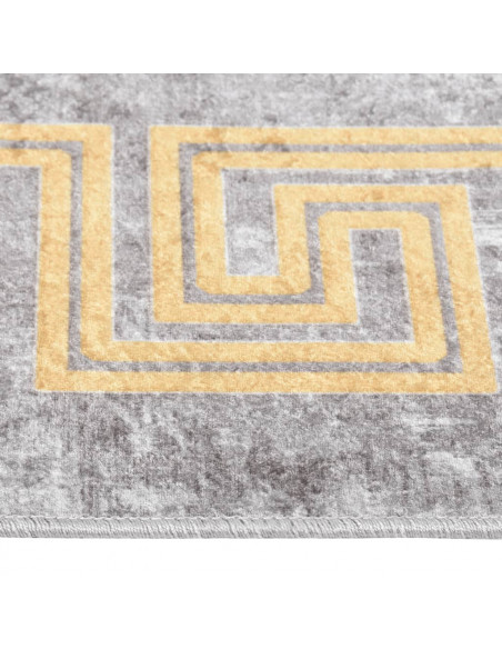 Tappeto Lavabile Grigio e Oro 150x230 cm Antiscivolo