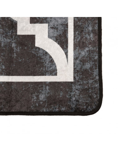Tappeto Lavabile Nero e Bianco 160x230 cm Antiscivolo