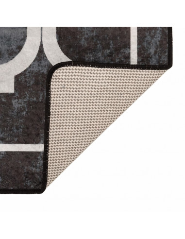 Tappeto Lavabile Nero e Bianco 160x230 cm Antiscivolo