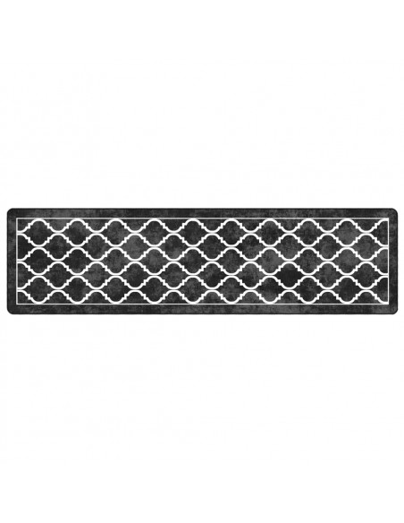 Tappeto Lavabile Nero e Bianco 80x300 cm Antiscivolo