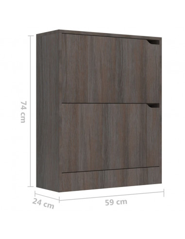 Scarpiera 2 Ante Grigio Rovere Sonoma 59x24x74cm Multistrato