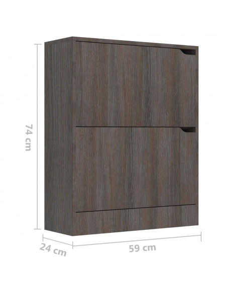 Scarpiera 2 Ante Grigio Rovere Sonoma 59x24x74cm Multistrato
