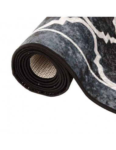 Tappeto Lavabile Nero e Bianco 80x300 cm Antiscivolo