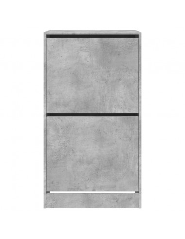 Scarpiera 2 Cassetti Ribaltabili Grigio Cemento 60x42x108 cm