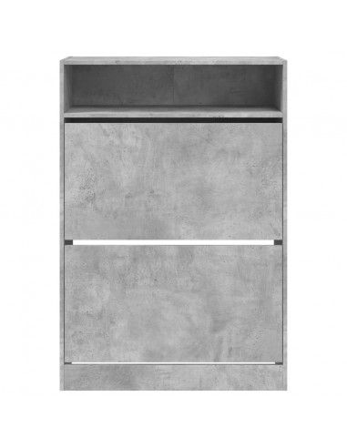 Scarpiera 2 Cassetti Ribaltabili Grigio Cemento 80x34x116 cm