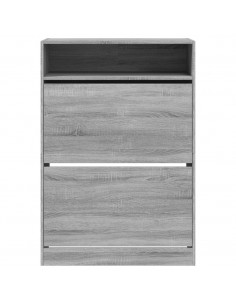 Scarpiera 2 Cassetti Ribaltabili Grigio Sonoma 80x34x116 cm