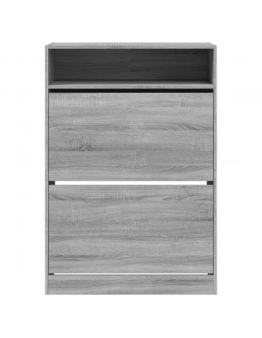 Scarpiera 2 Cassetti Ribaltabili Grigio Sonoma 80x34x116 cm