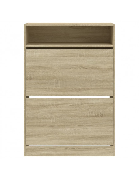 Scarpiera 2 Cassetti Ribaltabili Rovere Sonoma 80x34x116 cm