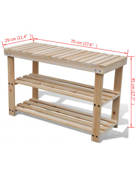 Scarpiera 2 in 1 con Panca in Legno Massello di Abete